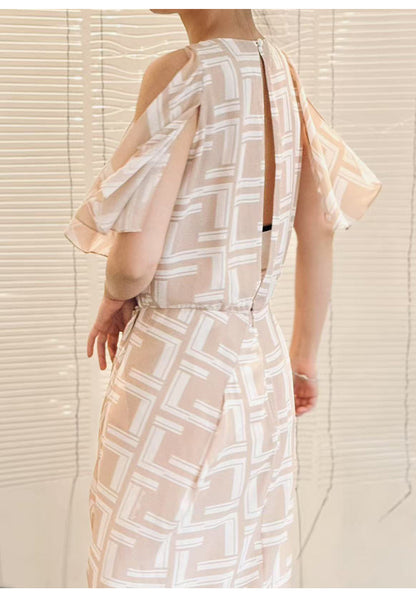 ATELIER MISS LU [Soft Mist Fairy] mulberry silk floating sleeve stand-up dress - TEST
