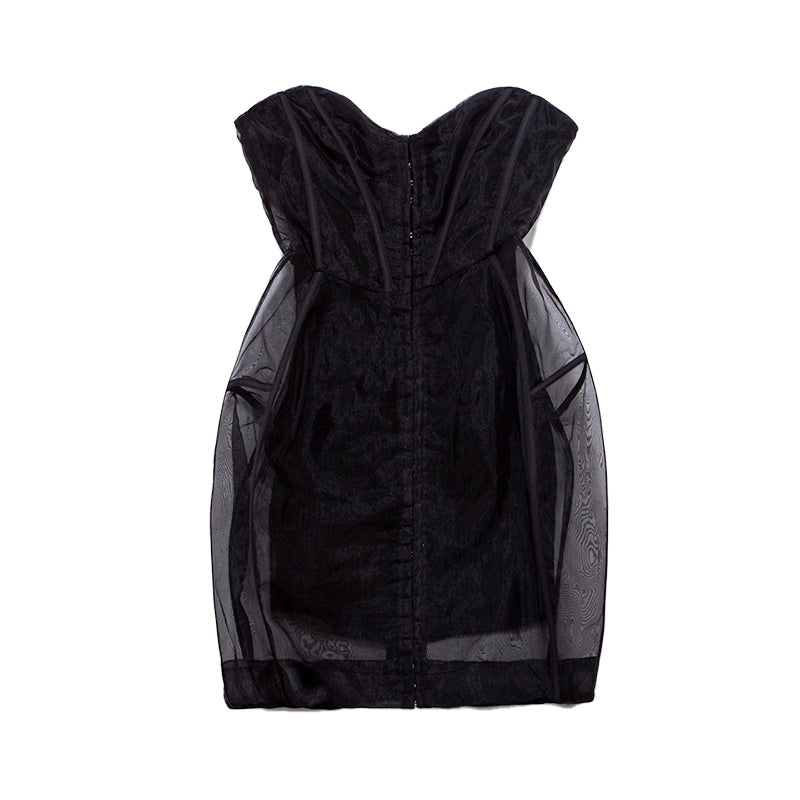 le palais  herringbone hourglass slim-fit organza dress-YEN