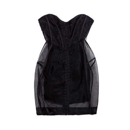 le palais  herringbone hourglass slim-fit organza dress-YEN