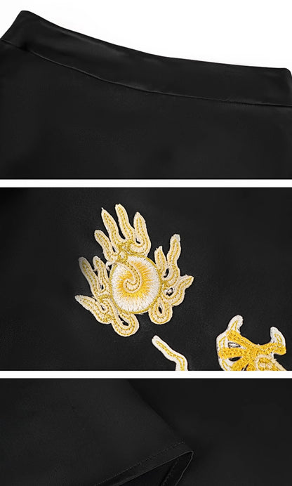 HECO Chinese Embroidery Golden Dragon Acetate Skirt - ALPHA.