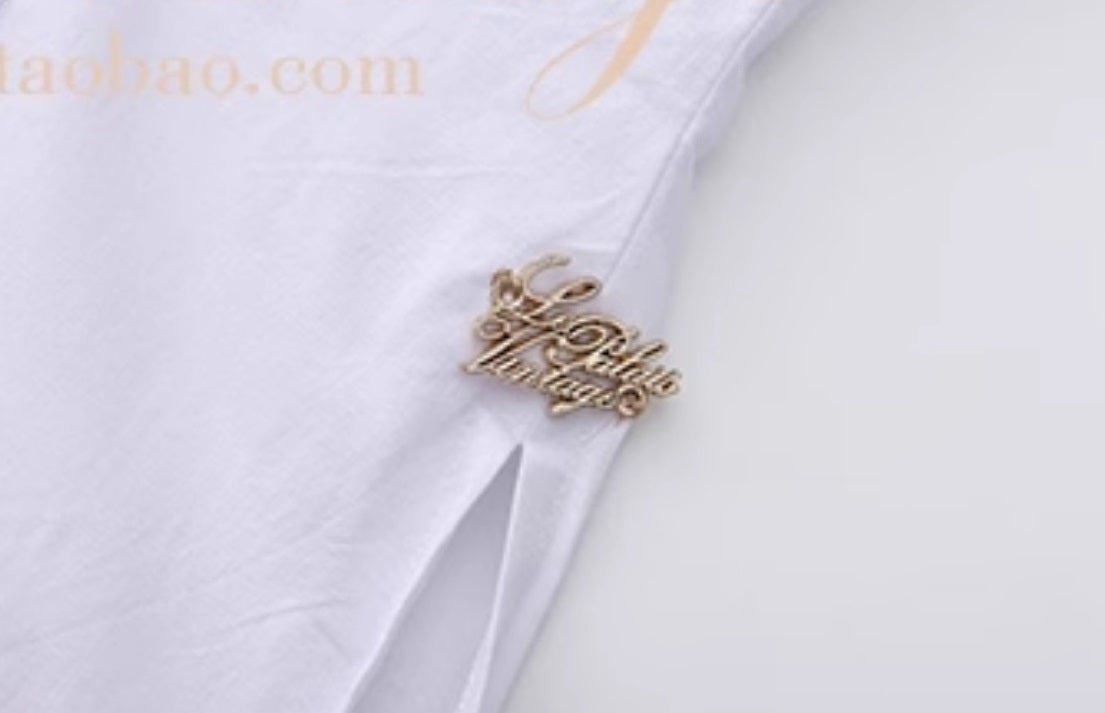 Le Palais Vintage Original languid sexy off-the-shoulder slim white shirt-BEA.