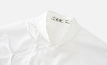 ZHUCHONGYUN Chinese diagonal strap long-sleeved white shirt -EJAE.