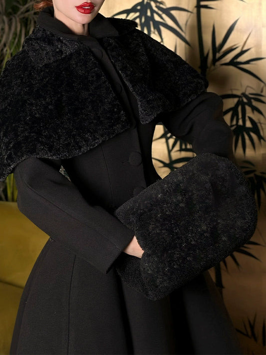 Le Palais Vintage Original  Black Winter Lamb Wool Plus Cotton -Kiara