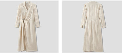 COMME MOI women's V-neck lace-up pinch pleated midi dress - JOSEPH.