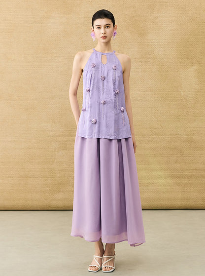 HECO Chinese Handmade Rose Fake Two-Piece Dress  - WORK.