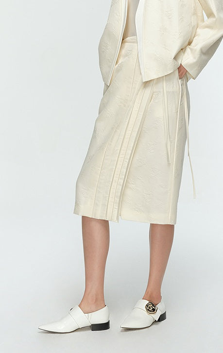 COMME MOI Lu Yan designer's new women's silk wool jacquard overlapping straight skirt - LIAM .