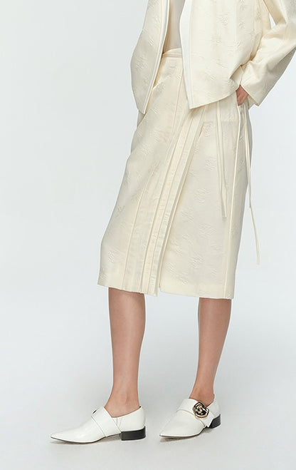 COMME MOI Lu Yan designer's new women's silk wool jacquard overlapping straight skirt - LIAM .