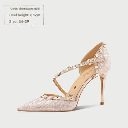 PJJUU rivet side air high stiletto shoes - VERSUS.