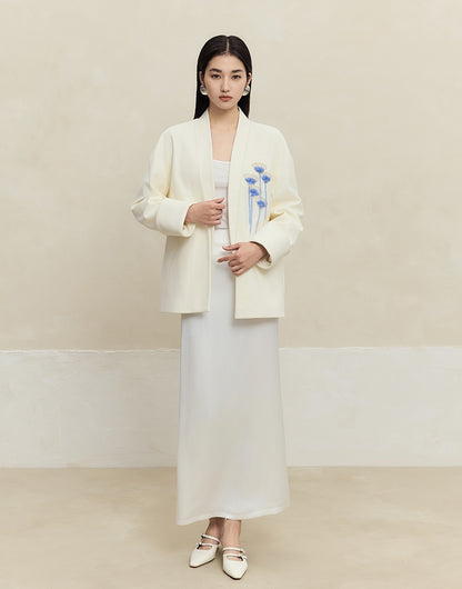 HECO Handmade Fan Bead Shoulder black white Blazer Women -sent.