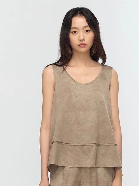 COMME MOI summer mulberry silk satin sleeveless straight top - JOSHUA.