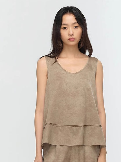 COMME MOI summer mulberry silk satin sleeveless straight top - JOSHUA.