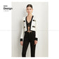 Fall Autumn Luxury White Black Embossed Button V-neck Knitted Cardigan Jacket - ISurt