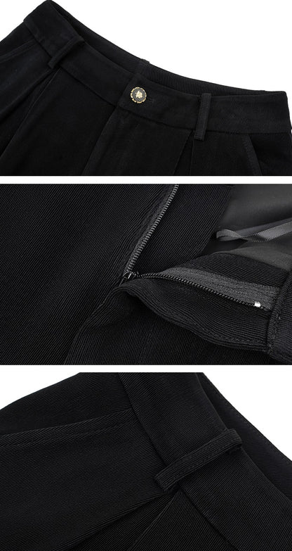 HECO 100% linen drape knitted casual wide-legged black white Pants Women - FINGER.