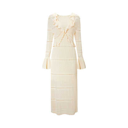 CHICHY slip knitted cardigan two-piece suit fairy long skirt-RILEY