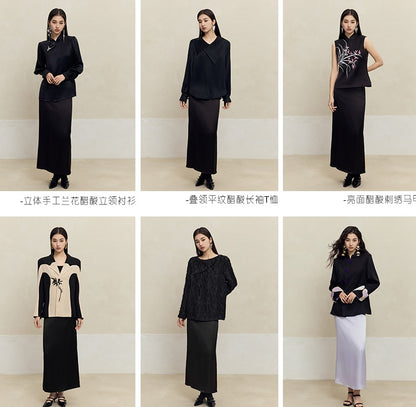 HECO High-waisted purple black white back slit skirt Hip Girl - spirit.