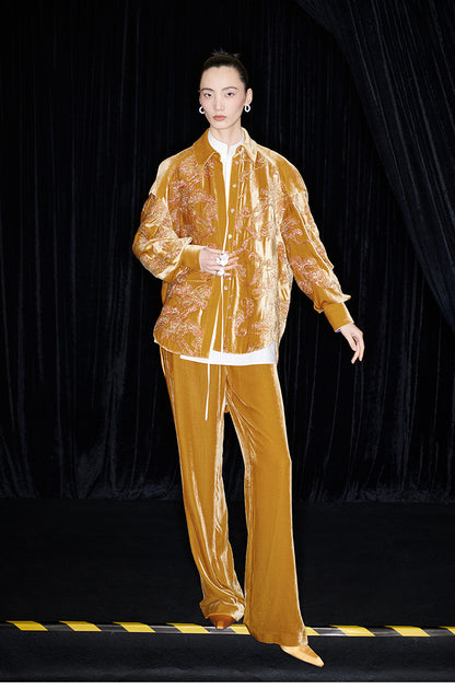 M essential Mackay designer brand Juyi velvet baggy shirt coat -  GREATFUL.