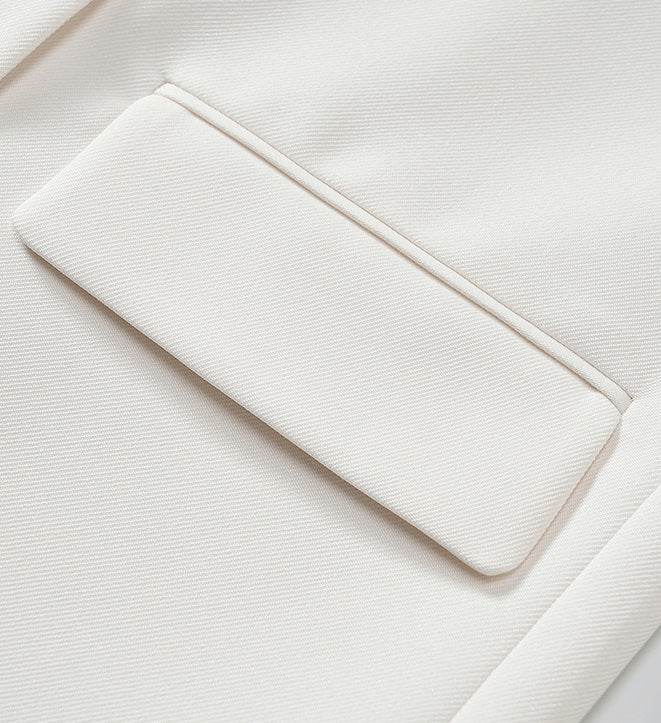 COMME MOI Summer White Double-Breasted Straight Blazer - MATHEW.