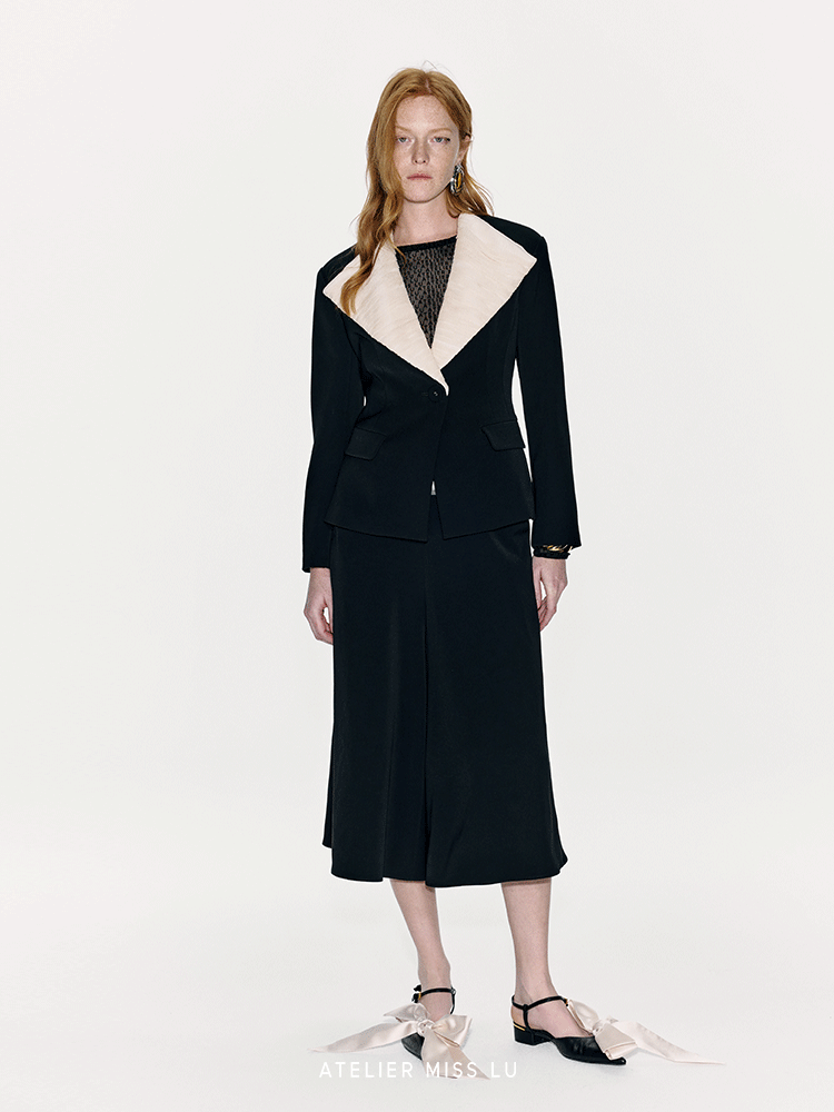 ATELIER MISS LU Spring/Summer Textured Soft Tulle Waist Blazer - DOMINION