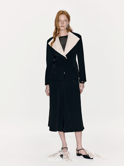 ATELIER MISS LU Spring/Summer Textured Soft Tulle Waist Blazer - DOMINION