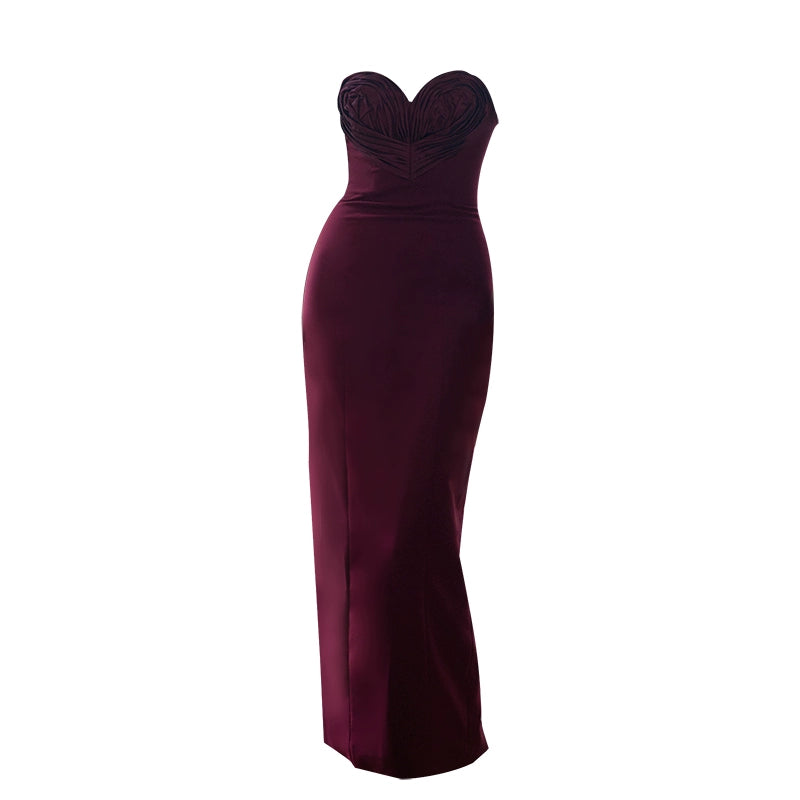 GOUDIN bridal red satin light luxury evening dress-EWA.