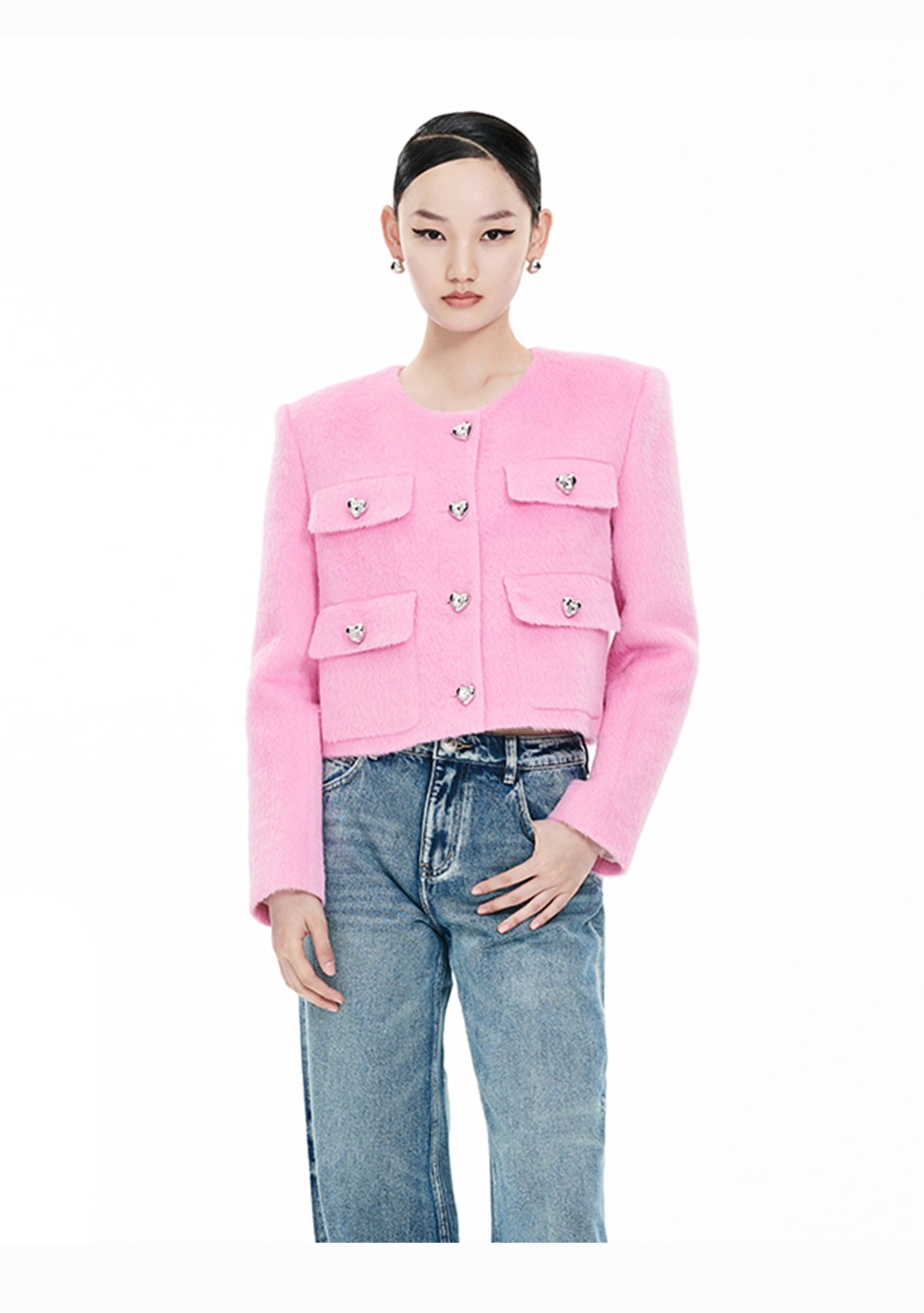 YES BY YESIR Autumn Winter Cotton Woolen Short Jacket - Oppeo