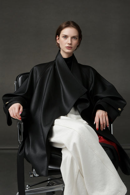 PIAOIN Silhouette design short windbreaker women's luxury jacket commuter-JEAN