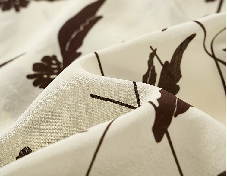 COMME MOI Lu Yan Designer's new women's printed mulberry silk stand-up collar long-sleeved shirt - DESTINY.