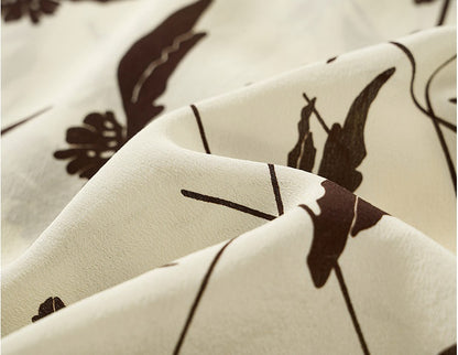 COMME MOI Lu Yan Designer's new women's printed mulberry silk stand-up collar long-sleeved shirt - DESTINY.