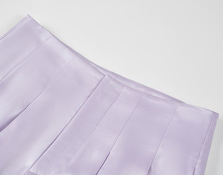 COMME MOI Lv Yan designer summer women's purple double-faced satin straight pants - HARTLEY.