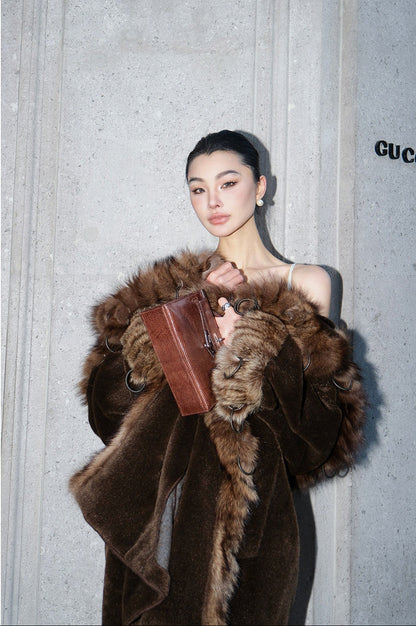 MEI SANGUAN HAZEL Handmade Vintage Brown Fur Coat- HAZEL