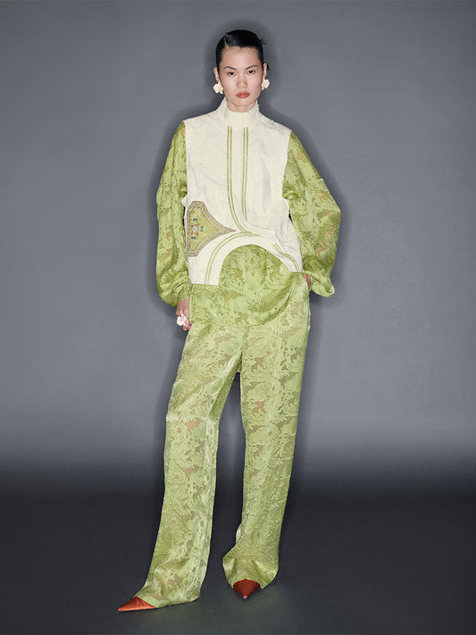 M essential Mackay designer lace embroidered stand-up collar waistcoat top pants set -  Tloe