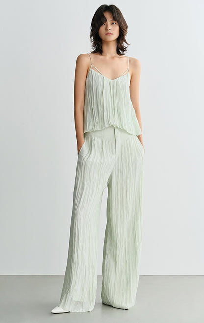 COMME MOI high-waisted pressed pleated wide-leg pant - TOBIAS.