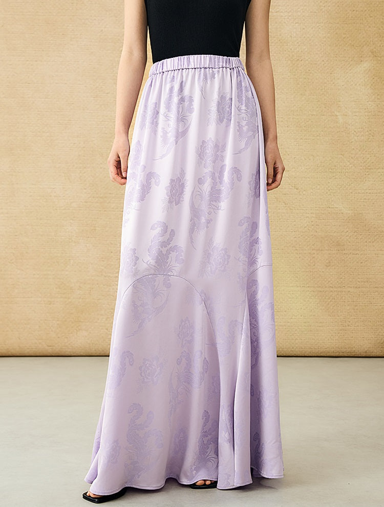 HECO Chinese Style Acetate Jacquard Elasticated High-waisted Fishtail Skirt - BETH.