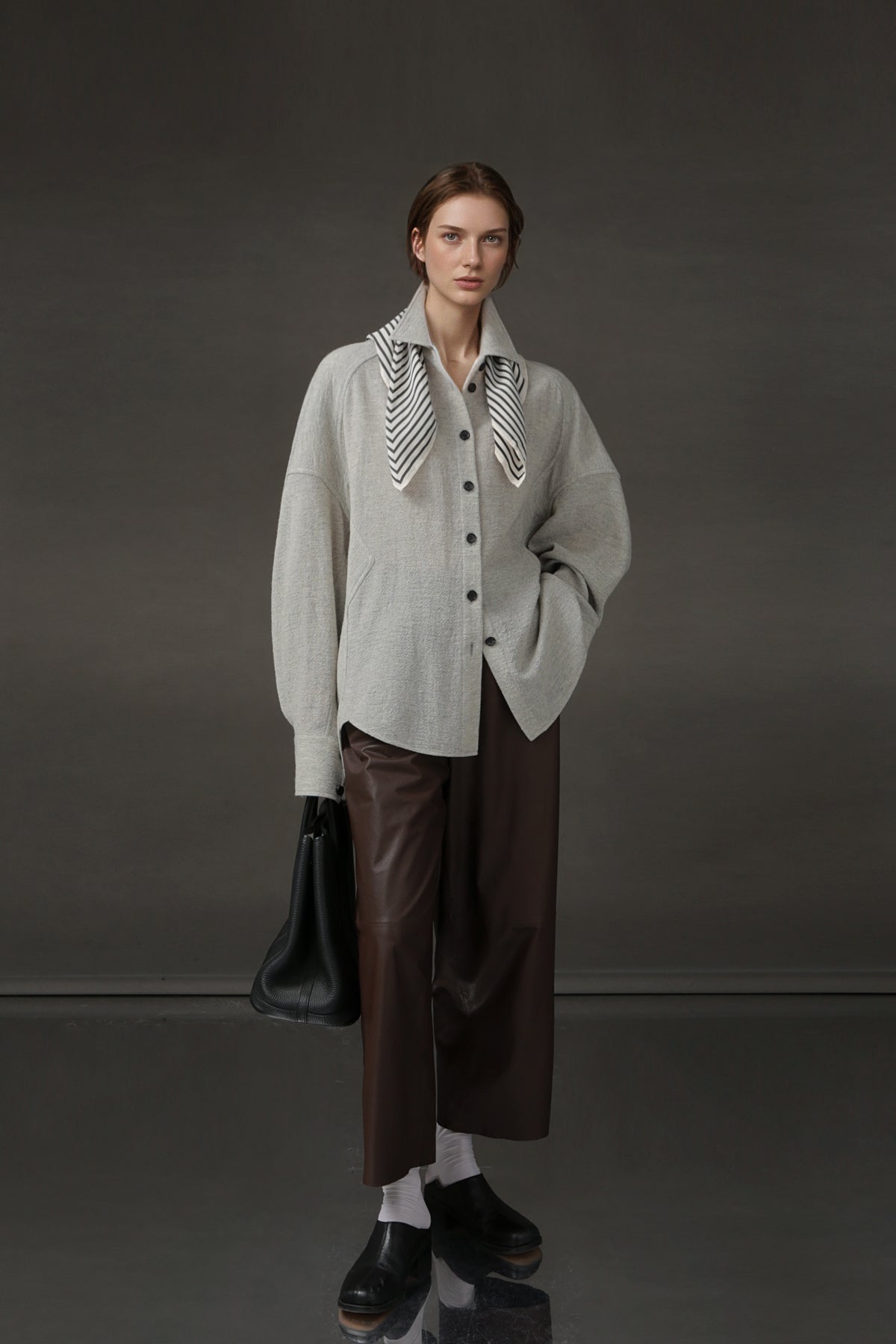 PIAOIN Luxury Old Money Style Wool Shirt Women's Single Breasted Shirt-FERA