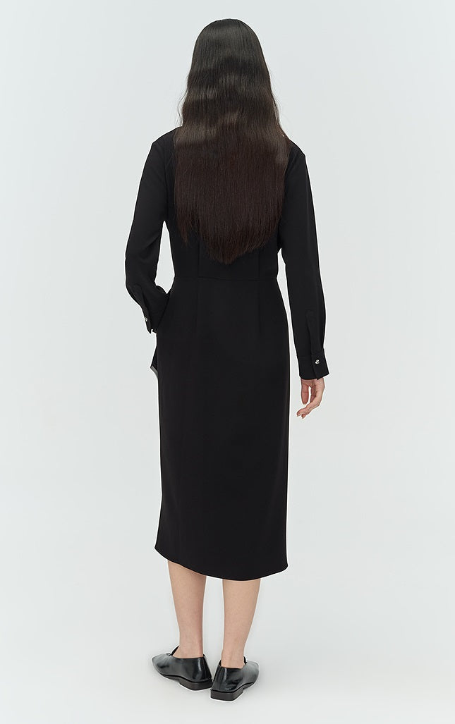 COMME MOI Lu Yan designer's new women's acetate V-neck asymmetrical dress - HONOR.