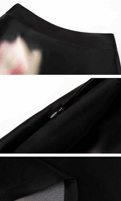 HECO Chinese high-end acetic acid skirt summer tulip print drape - ESSENCE.