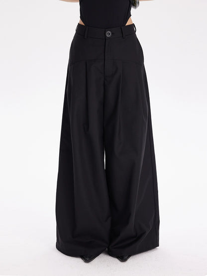 TINY IN Curved split wide-leg black trousers-SLUF