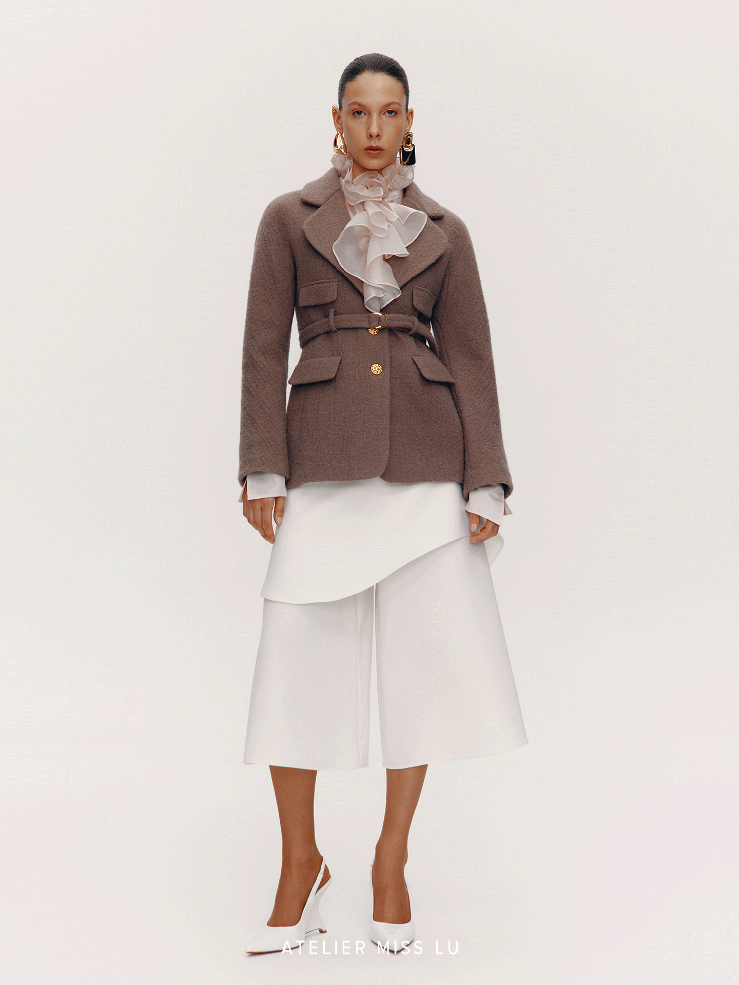 ATELIER MISS LU vintage lapel shape sheep wool blazer - PALAD.