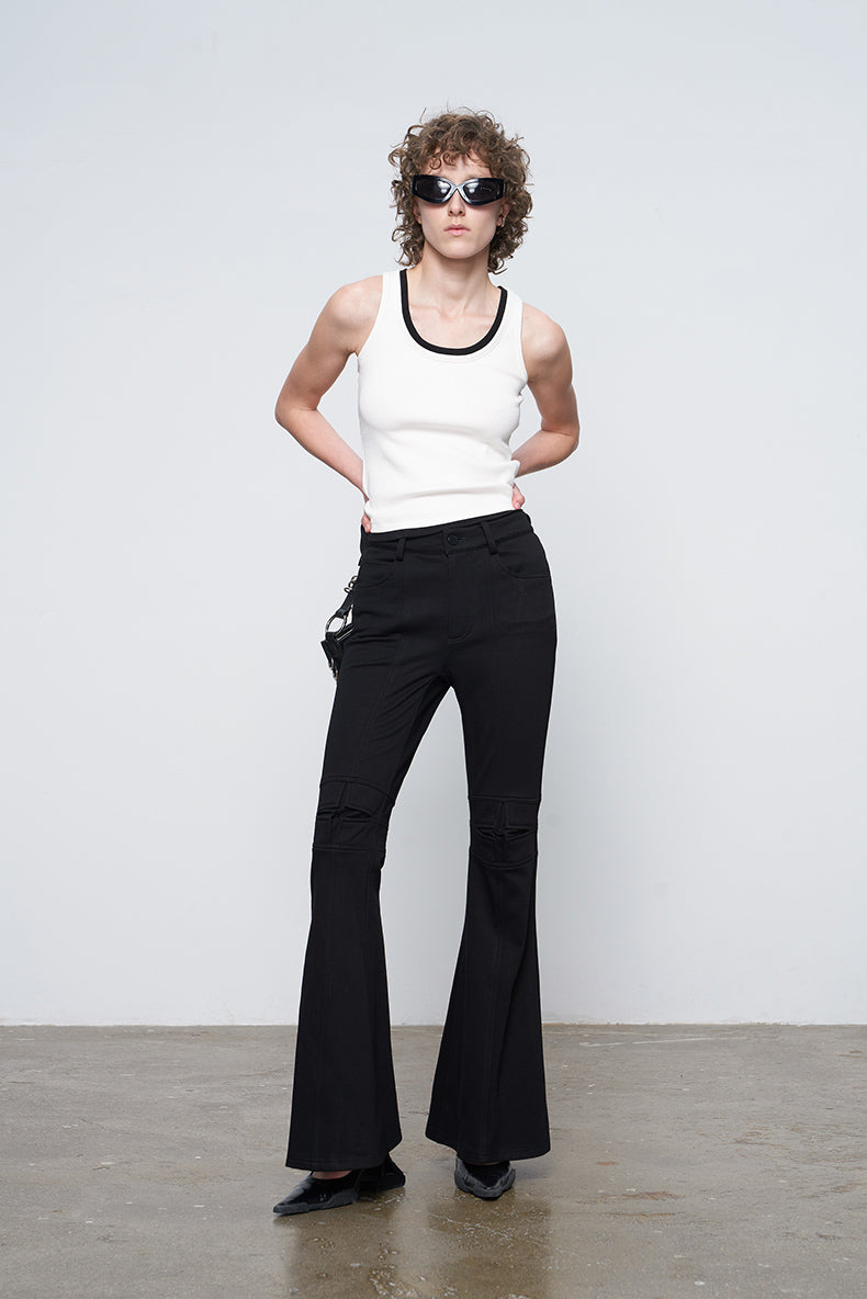 ANNAKIKI niche designer four-pointed star functional mid-rise flared pants-XIAOBEI
