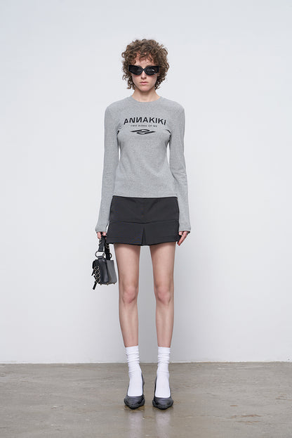 ANNAKIKI Autumn Niche Combination Logo Print Long Sleeve T-Shirt-DAICHI