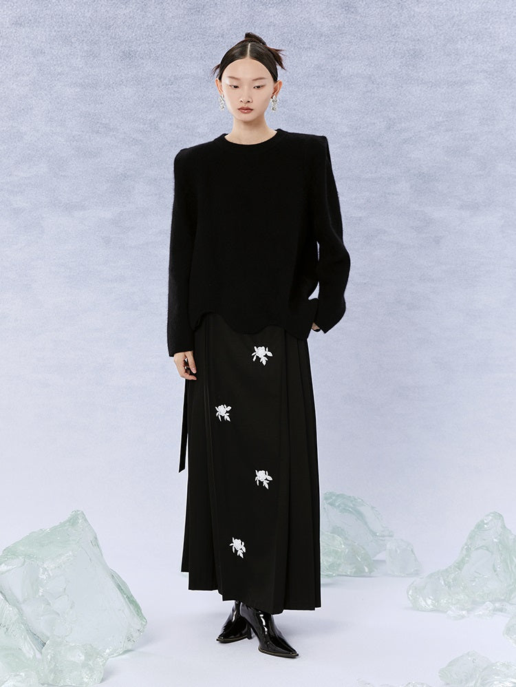 HECO Black white coffee Raccoon Fleece Wool Knitwear Sweater Women - side.