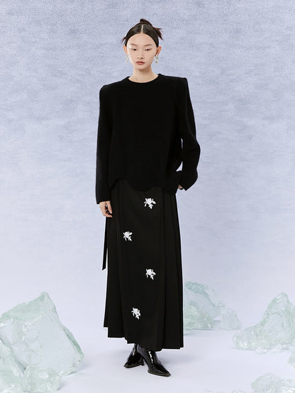 HECO Black white coffee Raccoon Fleece Wool Knitwear Sweater Women - side.