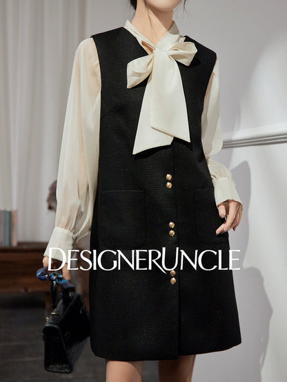 DGU "Suyu" black new small fragrance celebrity high-end commuter skirt - Carl.