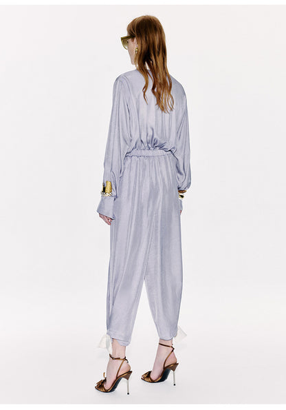 ATELIER MISS LU Ribbon Waist Acetate Jumpsuit - ARTHUR