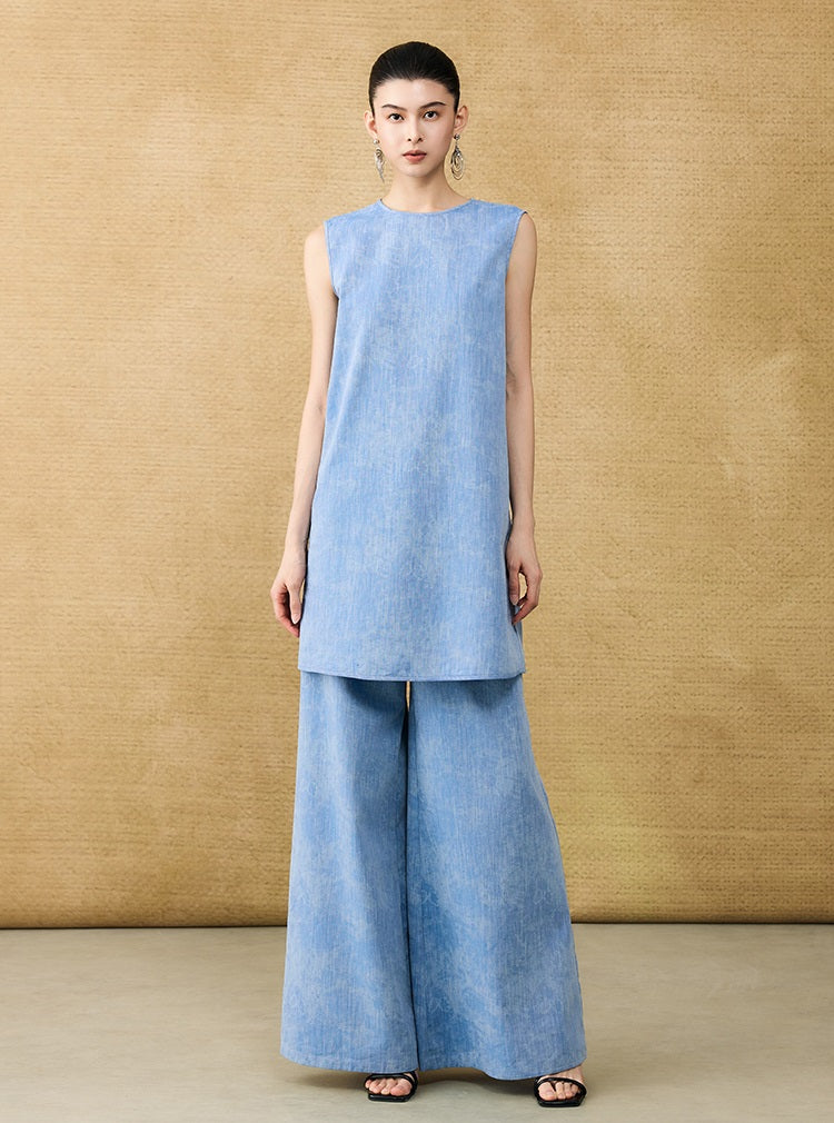 HECO Chinese Old Money Linen Bootcut Slacks Slim Wide-leg Pants - GLADE.