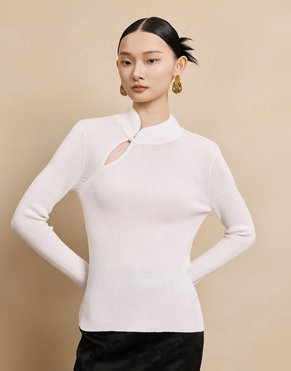 HECO Stand Collar red black white apricot Slim Bottom top Spring - treat.