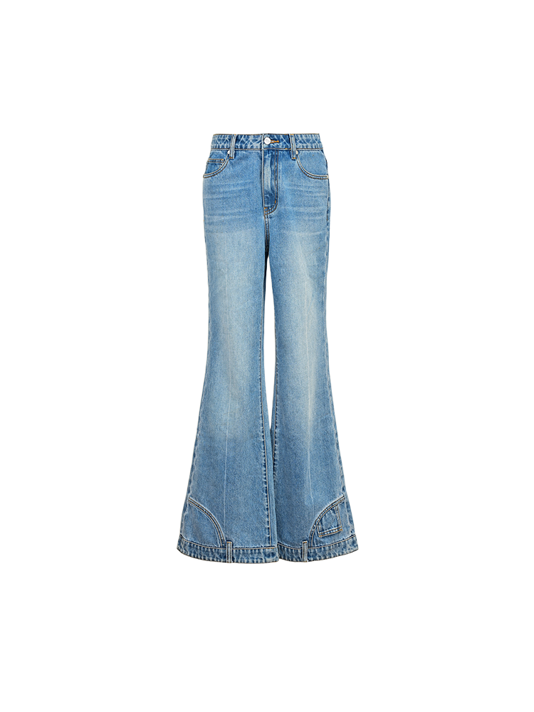 YES BY YESIR  high waisted flared leg denim  jeans - VOLUME.