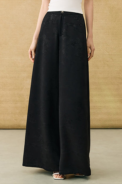 HECO Chinese high-end acetate jacquard drape slimming trousers - QUEEN.