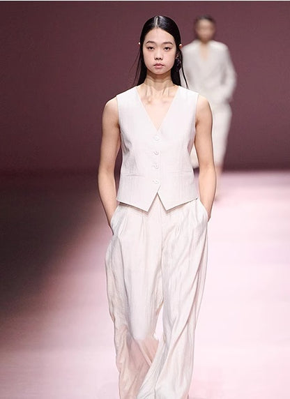 COMME MOI summer high-waisted double pleated wide-leg pants - LEVI.