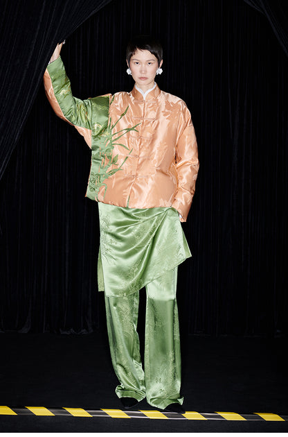 M essential Mackay designer iris jacquard orchid collage coat Pant set - kyle.